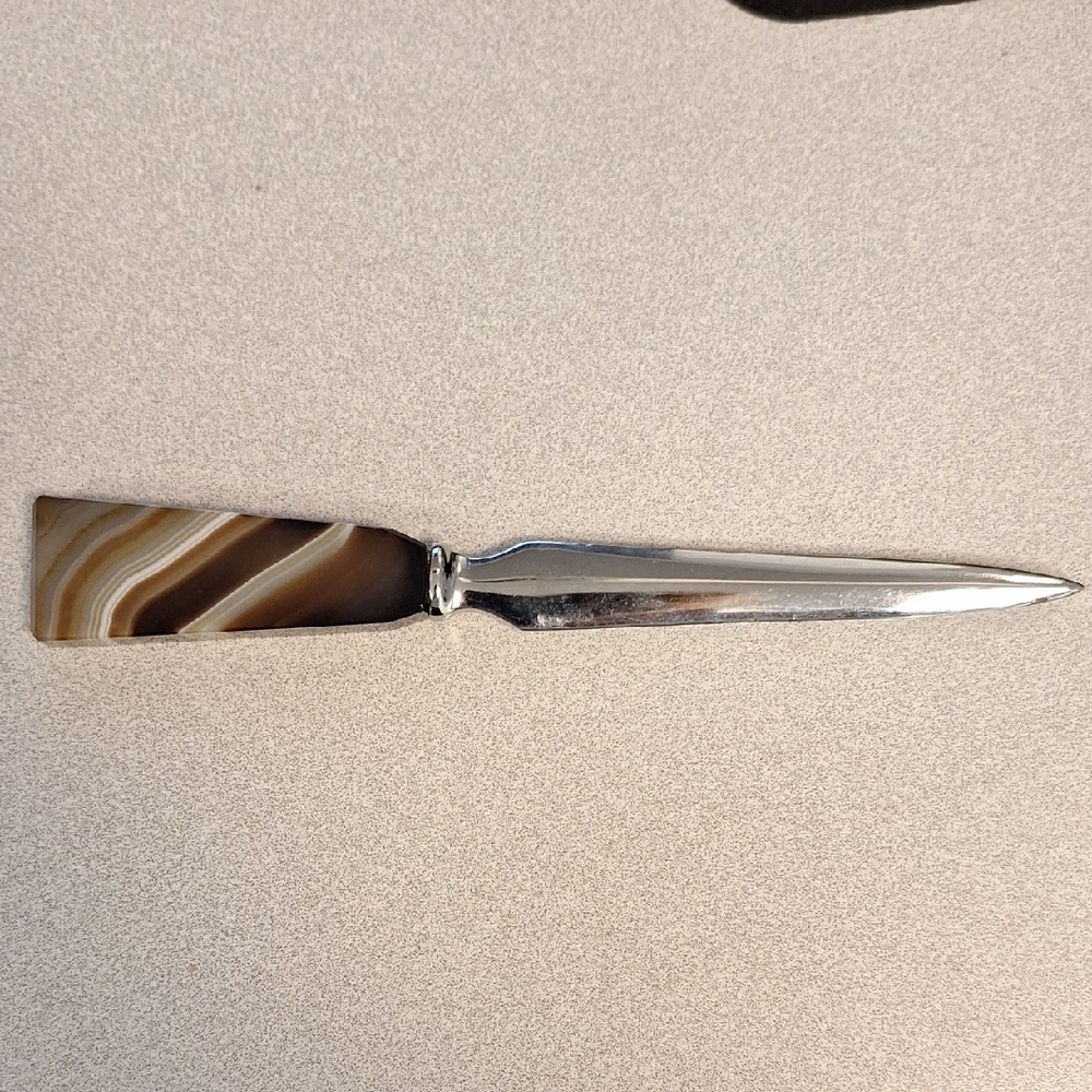 Chic Silver and Brown Desk Letter Opener